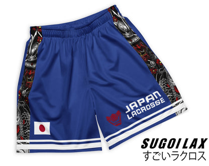 unisex lacrosse shorts with side pockets and breathable mesh fabric."
High-performance lacrosse shorts for men, designed for agility on the field.