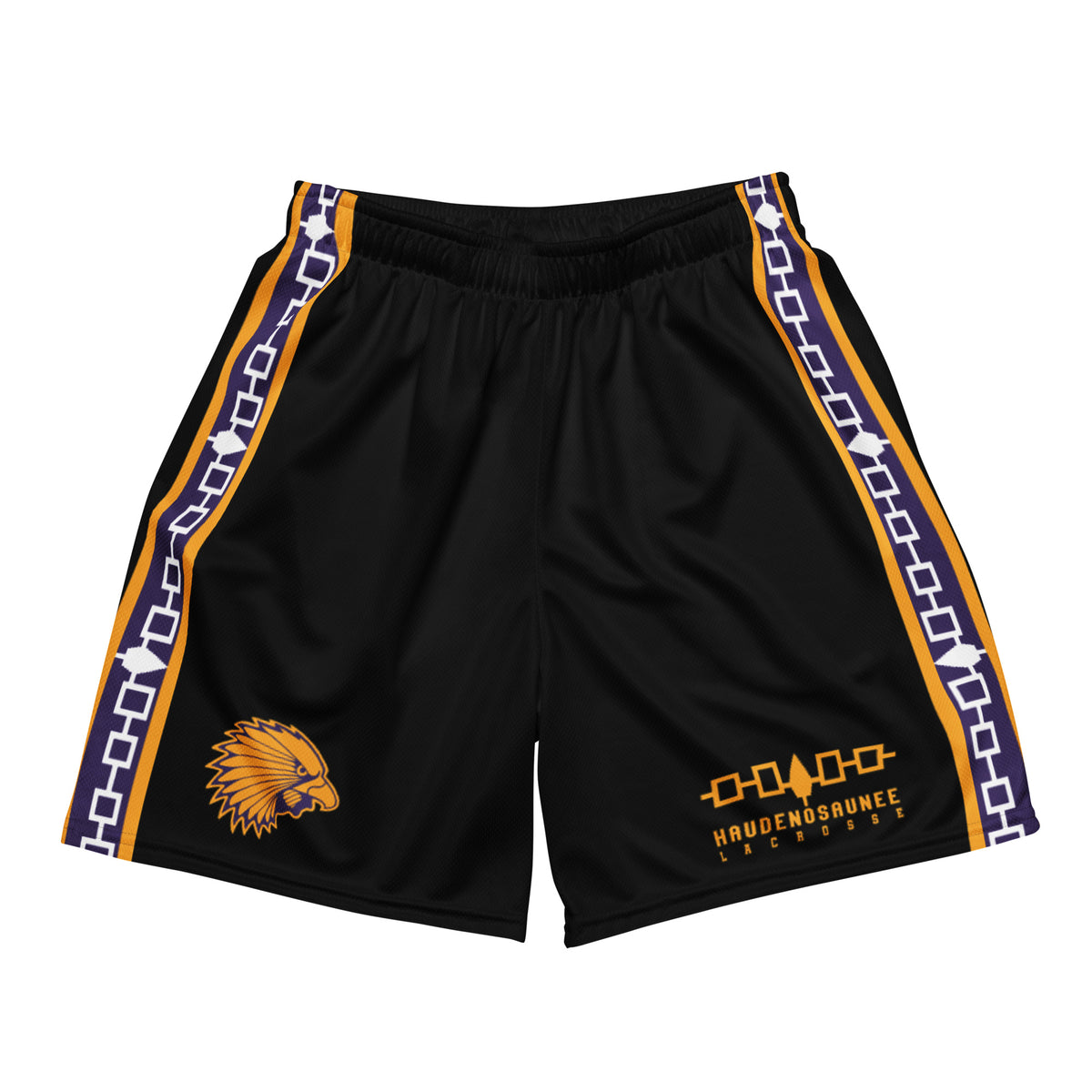 HAUDENOSAUNEE LACROSSE  - Premium Black Mesh shorts